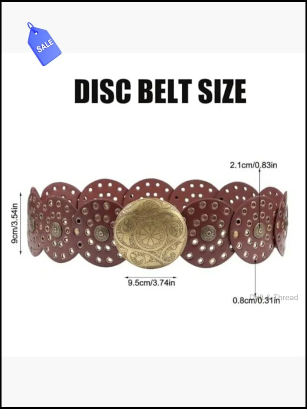Wide Western Belt with Rotating Disc Conchos Boho Cowgirl Belt Jeans Dress